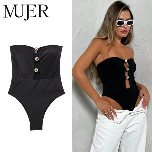 Black Sexy Tight Bodysuit Women off Shoulder Bodys for Women White Sleeveless Bodysuits Woman 2025 Sexy Outfits Lingerie